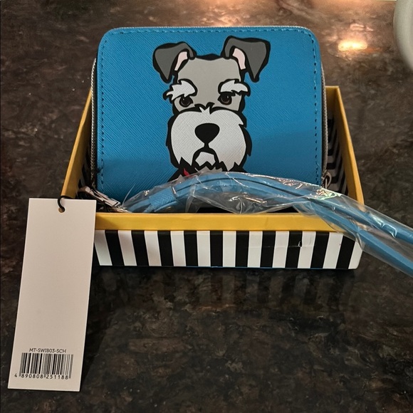 New in Box Marc Tetro is Blue and White Schnauzer Dog Wallet Wristlet - Picture 5 of 5